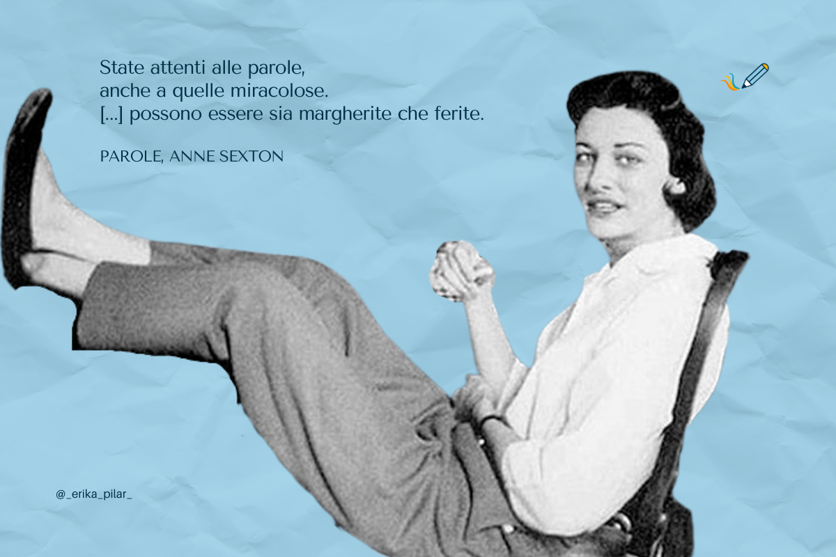 Foto e citazione di Anne Sexton